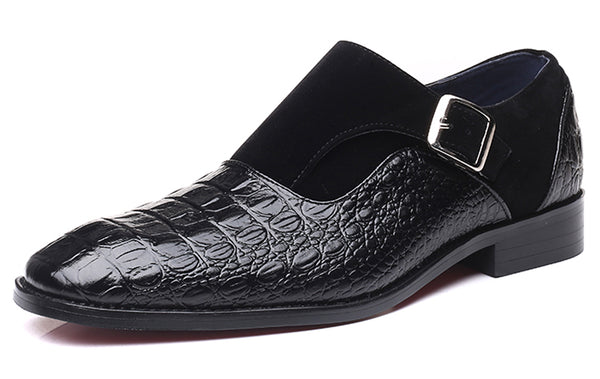 Santimon Men's Alligator Suede Smoking Loafers