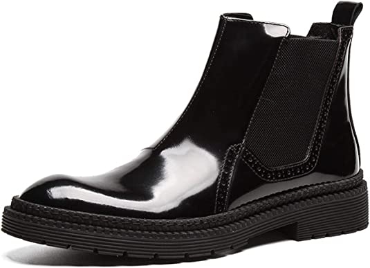 Santimon Men's Ankle Chelsea Boot Black Brown