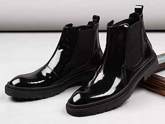 Santimon Men's Ankle Chelsea Boot Black Brown