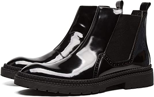 santimon Men's Ankle Chelsea Boot Black Brown