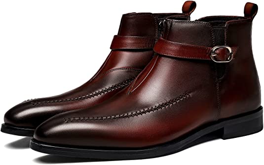 santimon Men's Ankle Dress Boots Buckle