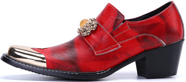 Santimon Men's Beaded Metal Tip Western Loafers