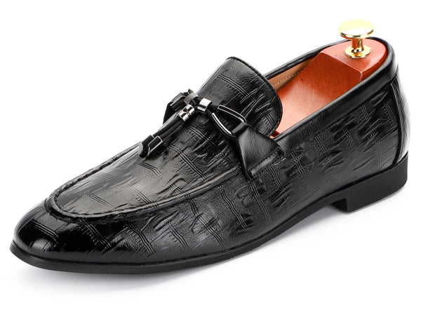 Santimon Men's Bow Tassel Smoking Loafers
