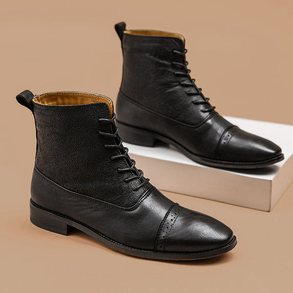 Santimon Men's Brogue Dress Boots Above Ankle