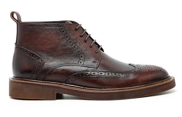 Santimon Men's Brogue Oxford Leather Casual Boots