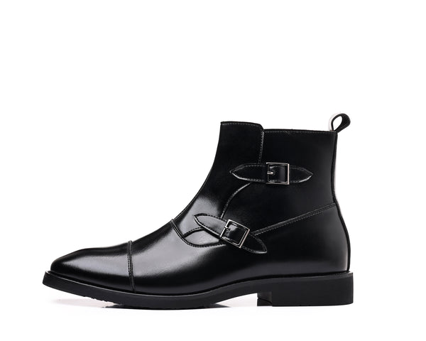Santimon Men's Buckle Cap Toe Dress Boots