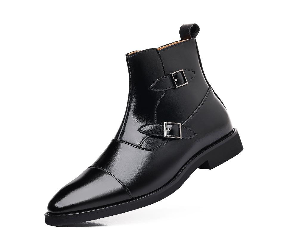 santimon Men's Buckle Cap Toe Dress Boots