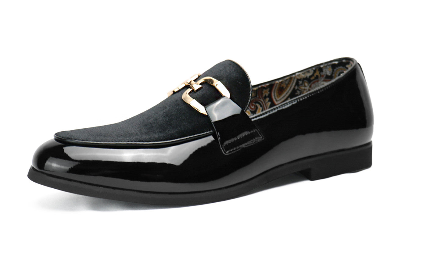 santimon Men's Buckle-Detail Leather Loafers