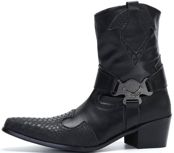 Santimon Men's Buckle High Top Western Boots