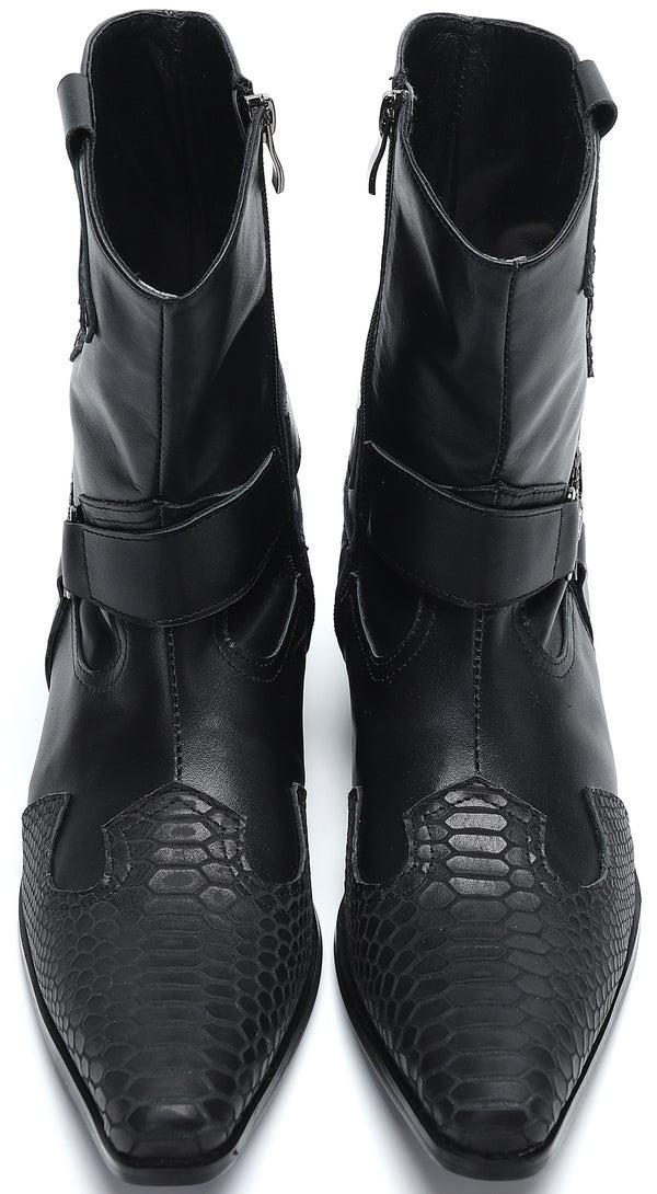 Santimon Men's Buckle High Top Western Boots