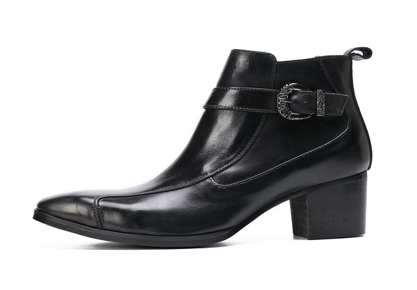 Santimon Men's Buckle Leather Western Boots