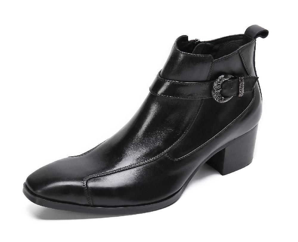 santimon Men's Buckle Leather Western Boots