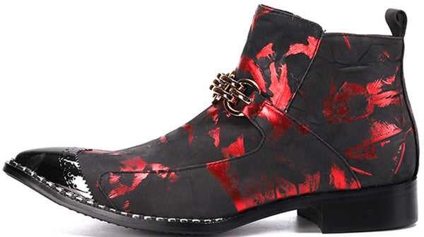 Santimon Men's Buckle Metal Tip Western Boots