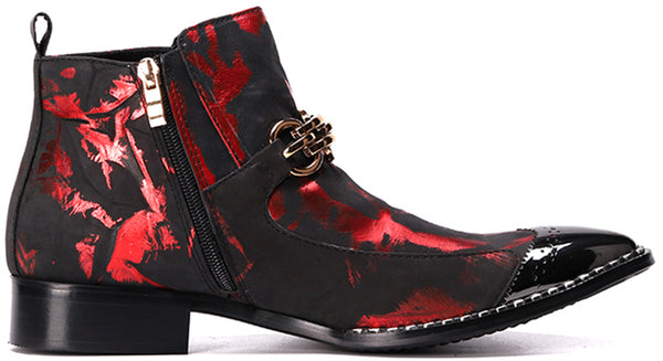 Santimon Men's Buckle Metal Tip Western Boots