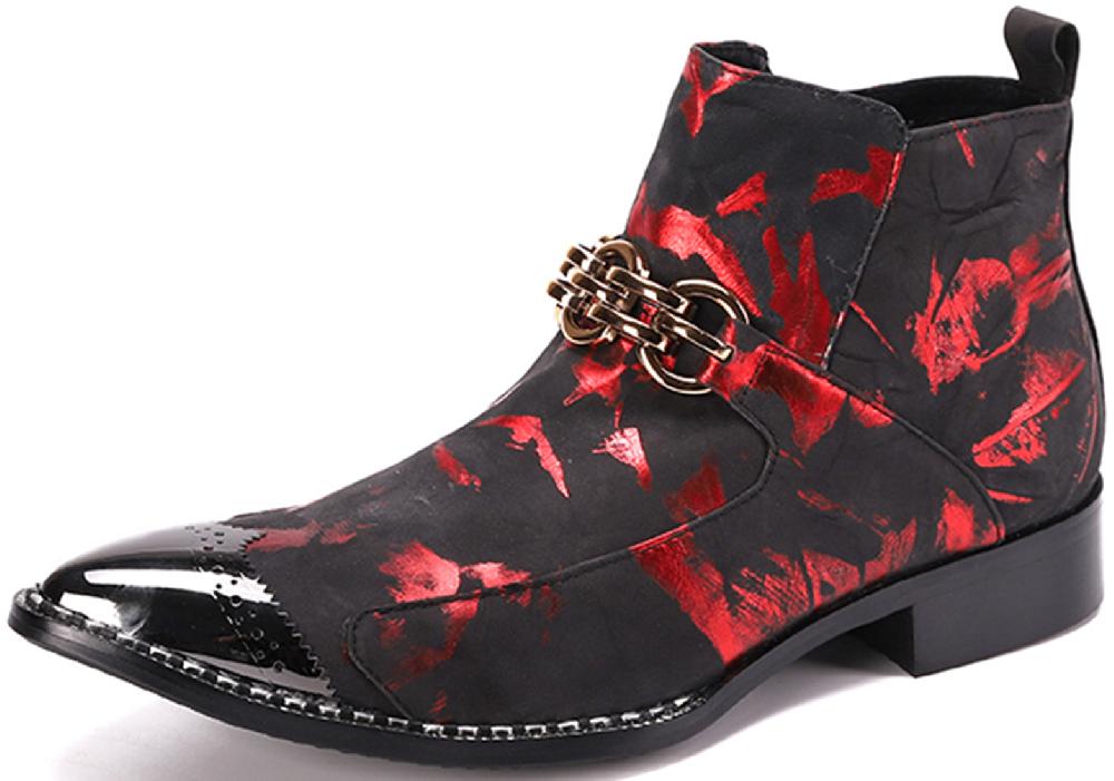 santimon Men's Buckle Metal Tip Western Boots