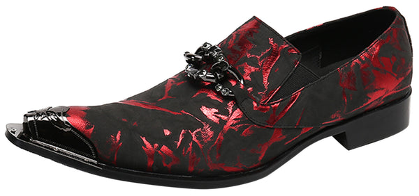 Santimon Men's Buckle Metal Tip Western Loafers