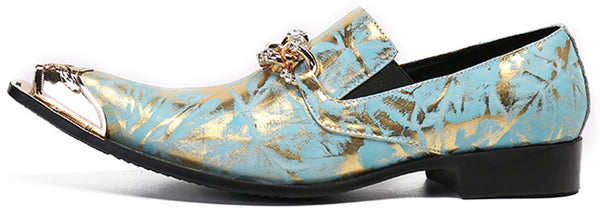 Santimon Men's Buckle Metal Tip Western Loafers