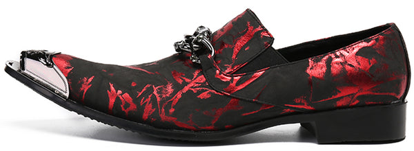 Santimon Men's Buckle Metal Tip Western Loafers