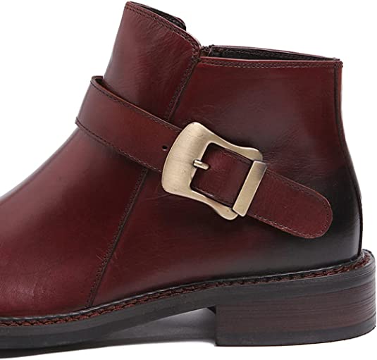 Santimon Men's Buckle Monk Strap Dress Ankle Boots