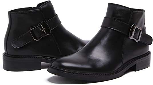 santimon Men's Buckle Monk Strap Dress Ankle Boots