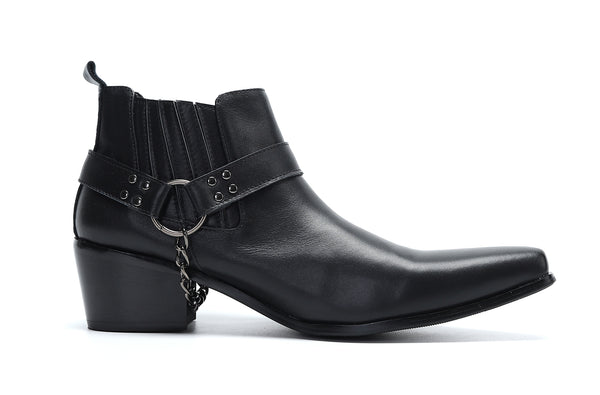 Santimon Men's Buckle Western Boots Cap Toe