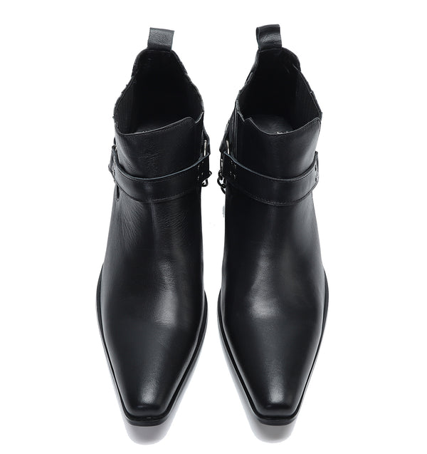 Santimon Men's Buckle Western Boots Cap Toe