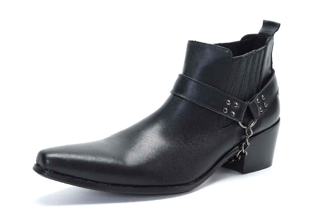 santimon Men's Buckle Western Boots Cap Toe