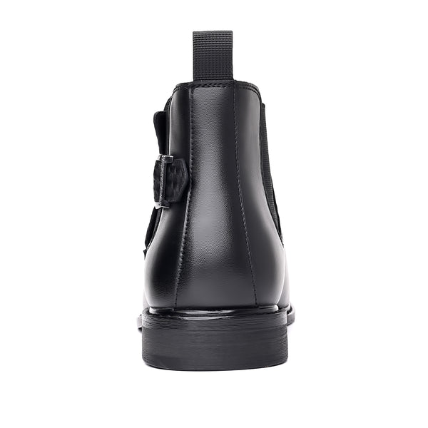 Santimon Men's Calf Leather Buckle Ankle Boots