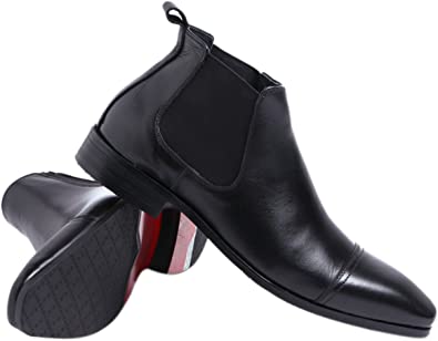 Santimon Men's Cap Toe Casual Chelsea Boots