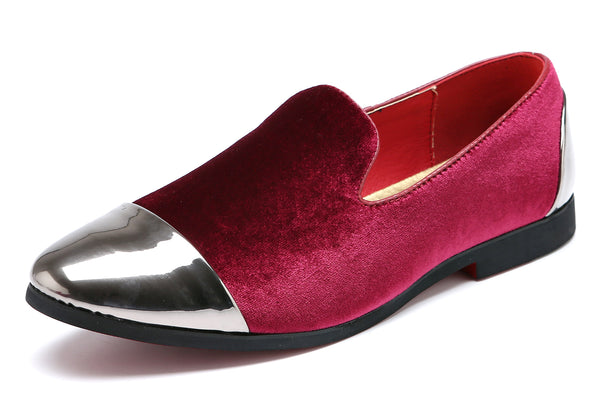 Santimon Men's Cap Toe Smoking Loafers