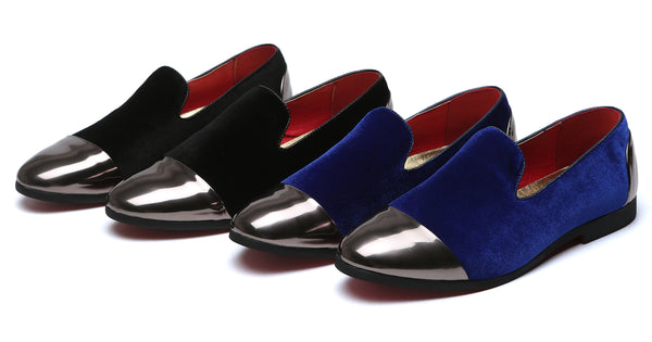 Santimon Men's Cap Toe Smoking Loafers