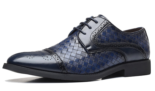 Santimon Men's Cap Toe Woven Derby Shoes