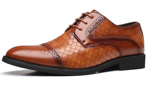 Santimon Men's Cap Toe Woven Derby Shoes