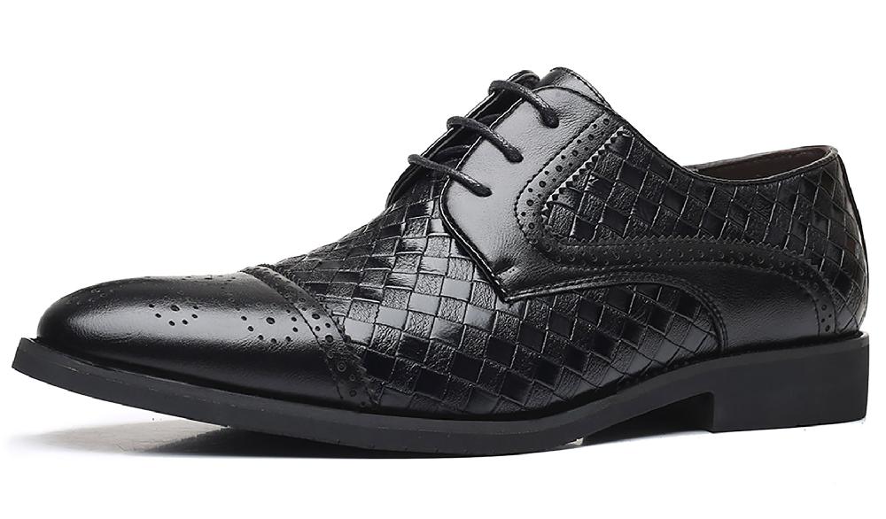 santimon Men's Cap Toe Woven Derby Shoes