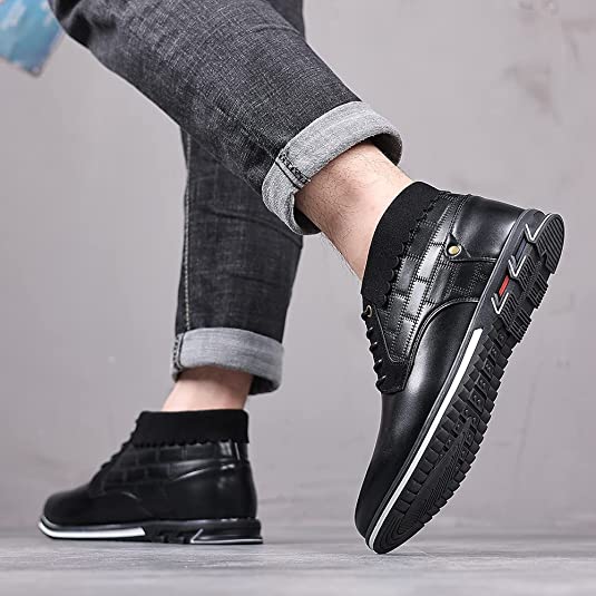 Santimon Men's Casual Ankle Boots In Black Brown