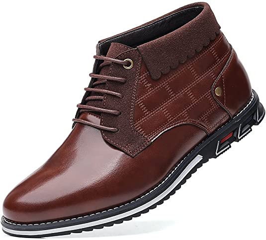 Santimon Men's Casual Ankle Boots In Black Brown