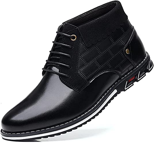 santimon Men's Casual Ankle Boots in Black Brown