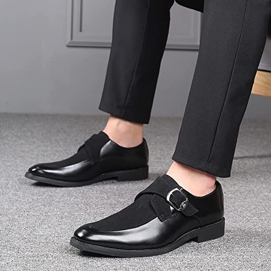 Santimon Men's Casual Classic Monk Strap Loafers