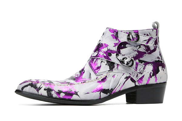 Santimon Men's Casual Double Buttons Western Boots