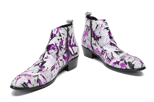 Santimon Men's Casual Double Buttons Western Boots