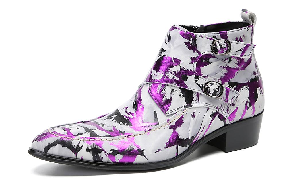 santimon Men's Casual Double Buttons Western Boots