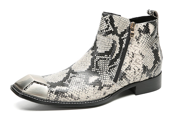 Santimon Men's Casual Double Zipper Western Boots