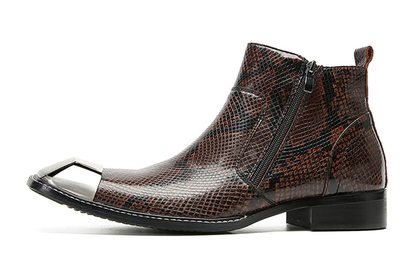 Santimon Men's Casual Double Zipper Western Boots