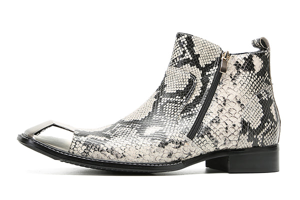 Santimon Men's Casual Double Zipper Western Boots