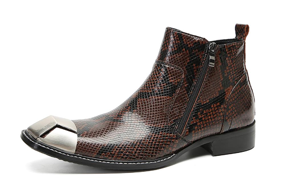 santimon Men's Casual Double Zipper Western Boots