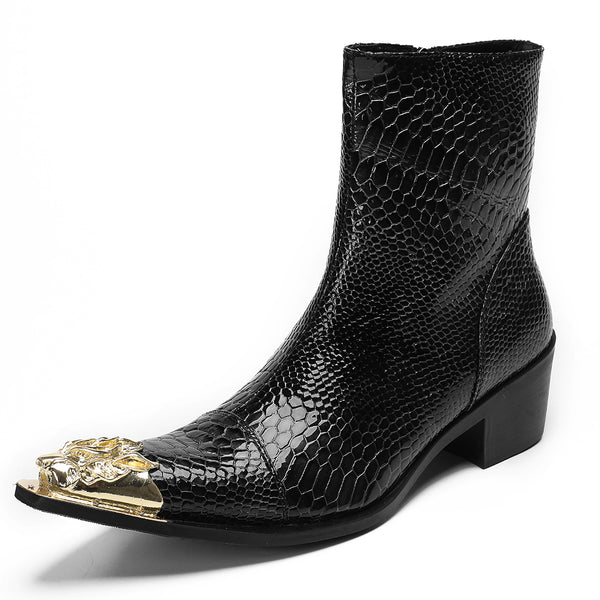 Santimon Men's Casual Metal-Tip Western Boots