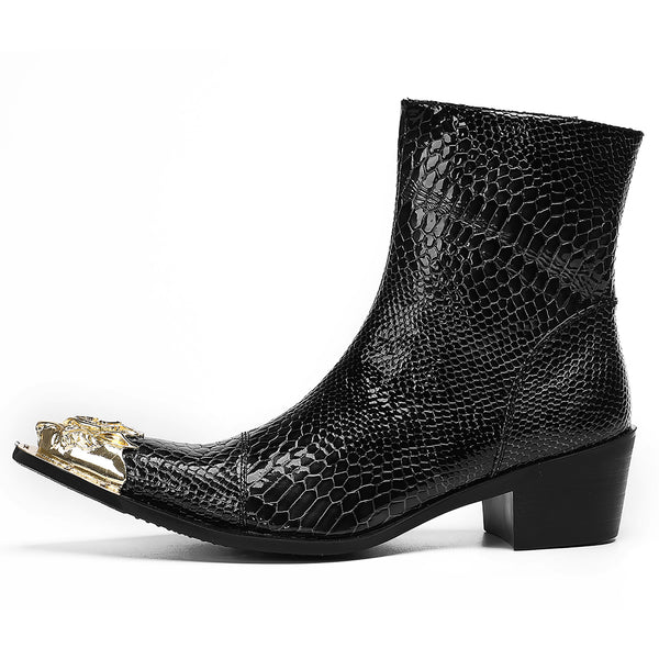 Santimon Men's Casual Metal-Tip Western Boots