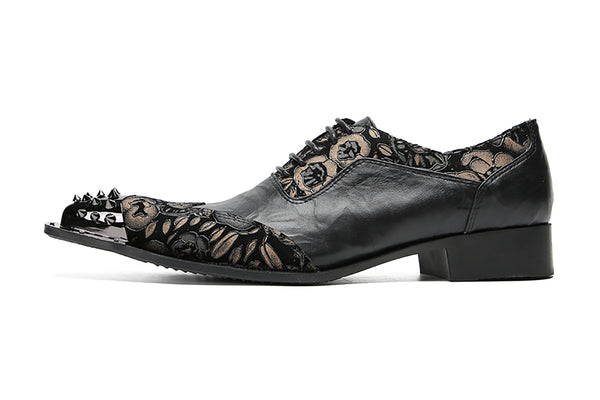 Santimon Men's Casual Metal-Toe Western Oxfords