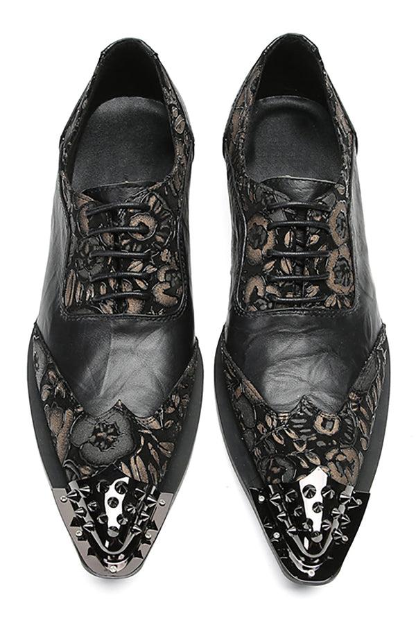 Santimon Men's Casual Metal-Toe Western Oxfords