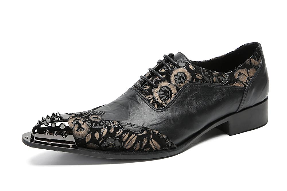 santimon Men's Casual Metal-Toe Western Oxfords